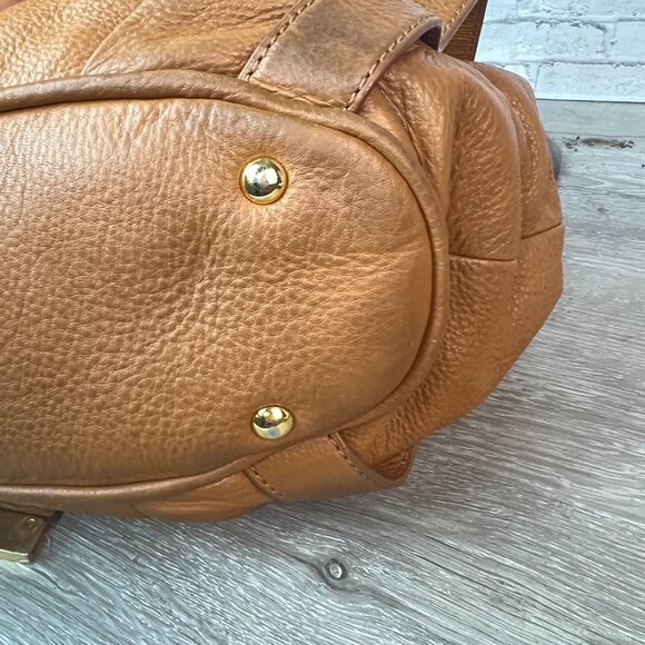 Michael Kors Fulton Camel Brown Leather Satchel Shoulder Bag - Picture 4 of 7